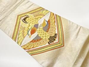 紙布菱に向かい鳥模様織出し袋帯